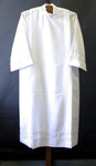 Smooth Poplin Polyester Alb with Woven Lace Bands 