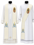 Our Lady of Guadalupe Priest Overlay or Deacon Stole in Ivory Primavera
