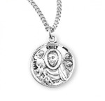 Sterling Silver Round St. Emily Medal - 18" Chain