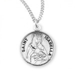 Sterling Silver Round St. Isabella Medal - 18" Chain