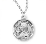 Sterling Silver Round St. Joan of Arc Medal - 18" Chain