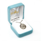 Sterling Silver Round St Charles Medal