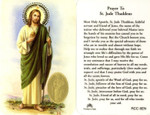 Laminated prayer card with gold foil embossed medal design on card. Prayer on reverse side. Approximately 2 1/4 x 3 1/4 inches. Printed in Italy Laminated prayer card with gold foil embossed medal design on card. Prayer on reverse side. Approximately 2 1/4 x 3 1/4 inches. Printed in Italy