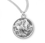 Sterling Silver Round St George Medal - 20" Chain