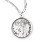 Sterling Silver Round St Gregory Medal - 20" Chain