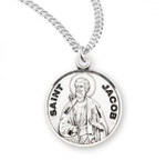 Sterling Silver Round St Jacob Medal - 20" Chain
