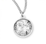 Sterling Silver Round St. Kevin Medal - 20" Chain