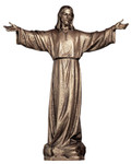 Risen Christ Statue is aailable in Colored Carved Linden Wood, Marble, or Fiberglass . Outdoor Finishes in White, Antique Silver or 3 Bronze Finishes: Antique Bronze, Statuary Bronze  or Golden Bronze finish (See Finishes Chart) Size: 48", or 72". Please call 1.800.523.7604 for pricing