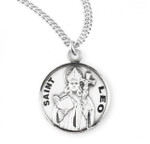 Round Sterling Silver St. Leo Medal - 20" Chain