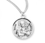 Sterling Silver Round St. Martin de Porres Medal - 20" Chain
