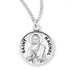 Sterling Silver Round St. Rachel Medal - 18" Chain