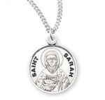Sterling Silver Round St. Sarah Medal - 18" Chain
