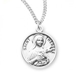 Sterling Silver Round St. Therese Medal - 18" Chain