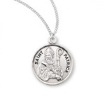 Sterling Silver Round St. Patrick Medal - 20" Chain