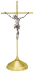 Solid Brass Altar Crucifix with Oxidized Silver Corpus – 15" H
