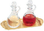 Cruet & Tray Set with Satin Brass Tray – 10 Ounce Capacity
