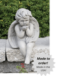 Sitting Cherub Blowing a Kiss Outdoor Cement Garden Statue - 12"
