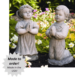 Peaceful Praying Boy or Girl Outdoor Cement Garden Statue - 20"