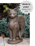 Guardian Angel Cat Memorial Outdoor Cement Garden Statue - 14"