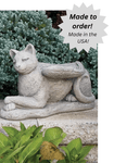 Laydown Guardian Angel Cat Outdoor Memorial Cement Garden Statue - 9.5" 