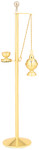 Solid Brass Censer Stand with Stainless Steel Holy Water Sprinkler – 50" H