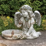 Solar Angel Birdbath Garden 11-Inch Statue