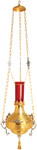 24K Gold-Plated Hanging Sanctuary Lamp with Oxidized Silver Accents