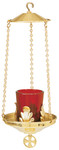 Solid Brass Hanging Votive Lamp - Two-Tone Finish - 11" 