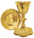 24K Gold-Plate Chalice & Deep Well Paten and Matching Ciborium