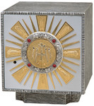 Oxidized Silver Tabernacle with 24K Gold Rays & Ruby Accents