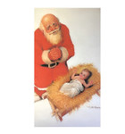 Kneeling Santa Paper Holy Card with Prayer