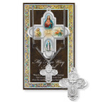 4-Way Pewter Medal and Prayer Card 