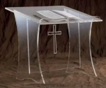 Acrylic Table Top Lectern with Optional Wood Top & Cross - 20" 