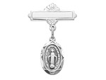 Miraculous Medal Sterling Silver Engravable Baby Bar Pin Miraculous Medal Sterling Silver Engravable Baby Bar Pin