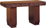 Open Wooden Church Altar with Wheat & Grapevine Trim