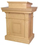 Gothic Wooden Church Pulpit with Arched Panel Design & Two Interior Shelves - 46"