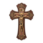 Victorian Style Oak and Antique Gold Crucifix