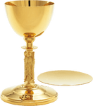 24K Gold Plated Holy Family Chalice & Paten and Matching Ciborium 