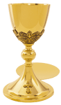24K Gold-Plated Filigree Chalice & Scale Paten and Matching Ciborium 