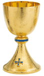 24K Gold-Plated Basket Weave Textured Chalice & Bowl Paten and Matching Ciborium 