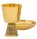 24K Gold-Plated Apostles Chalice & Bowl Paten and Matching Ciborium - High Polish Finish