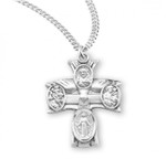 Sterling Silver 4-Way Medal with Holy Spirit Center - 20" Chain
