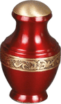 Red and Gold Brass Remembrance Urn - 3"H