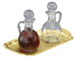 Glass Cruet Set with Brass Tray 