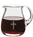 Glass Flagon with Etched Cross - 32 Ounces 