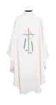Swiss Schiffli Embroidered Wedding Rings, Cross & Wheat Chasuble with Stole