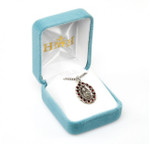 Sterling Silver Oval Sacred Heart of Jesus Medal with Swarovski Stones 