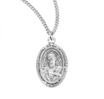 Sterling Silver or Gold-over Sterling Silver Small Oval Scapular Medal - 18" Chain