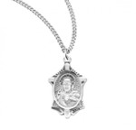 Sterling Silver Sacred Heart of Jesus Scapular Medal - 18" Chain