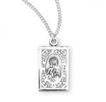Sterling Silver Square Scapular and Our Lady of Mt. Carmel Double Sided Pendant - 18" Chain